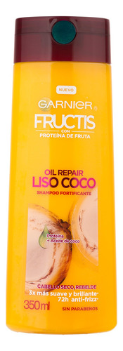 Repuesto Shampoo Garnier Fructis Reparación de aceite Liso Coco en botella de 350mL por 1 unidad