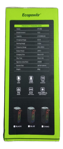 Parlante Portatil. Speaker Ecopower 20 W Ep 2302 Negro