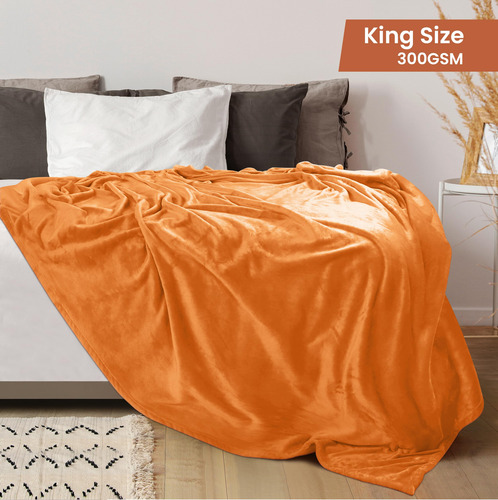 Colcha Polar Blanket Utopia, Tamaño King, Color Naranja Quem