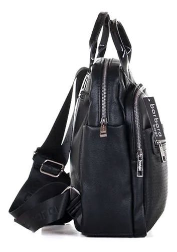 Imagen 2 de 5 de Mochila Mujer Cuero Sintetico Negra Bolsillos Barbara Bags