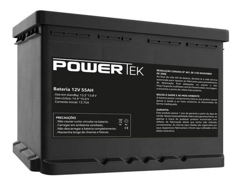 Bateria Powertek 12v 55ah Preto - En023