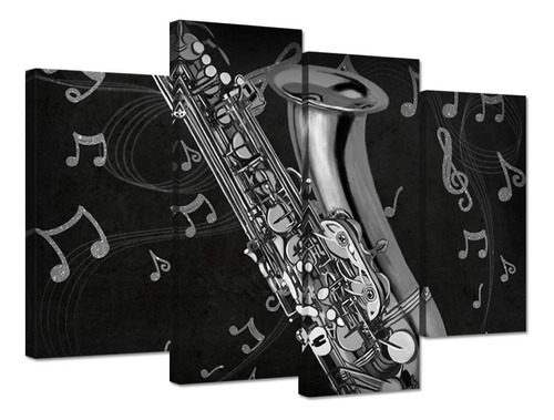 Lienzo Musical De 4 Paneles, Arte De Pared, Instrumentos
