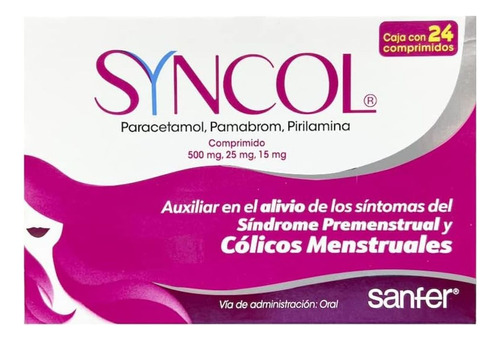 Syncol Caja C/24 Comprimidos Paracetamol Pamabrom Pirilamina