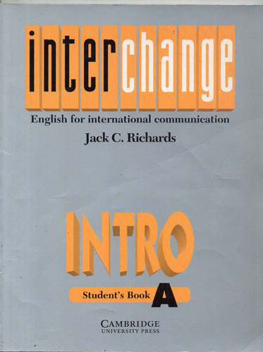 Interchange Intro A Student's Book Workbook Cambridge Usado