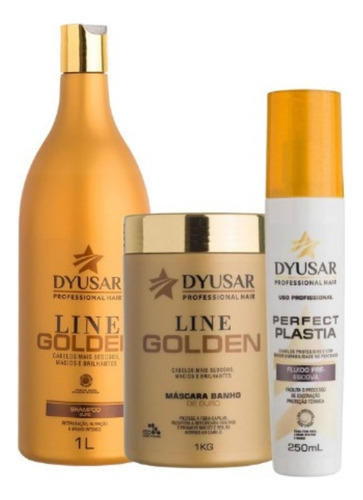 Kit Shampoo Hidratante Ouro Com Máscara E Protetor Térmico