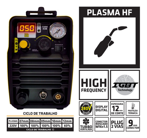 Imagem 2 de 9 de Inversora Corte Plasma Kab 50 Cut 50 Amperes Tork 220v