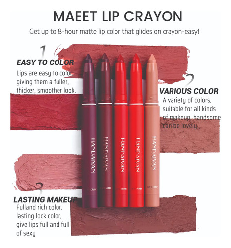 Lápiz Labial Mate Handaiyan Delineador De Labios Giratorio Melocoton