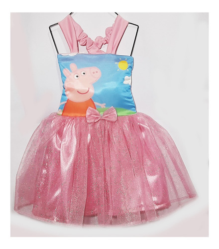 Vestido De Peppa Pig Con Tul Talles 4 Al 12