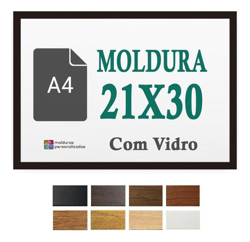 Moldura Preta A4 21x30 Com Vidro Decoração Premium Diploma