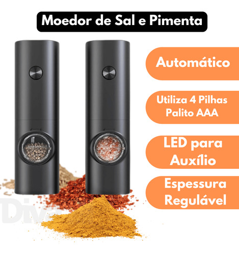 Kit 2 Moedor Sal E Pimenta Elétrico Profissional Automático