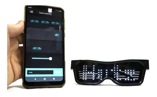 Óculos Led Magic Hutz - Conecta Aplicativo Via Bluetooth