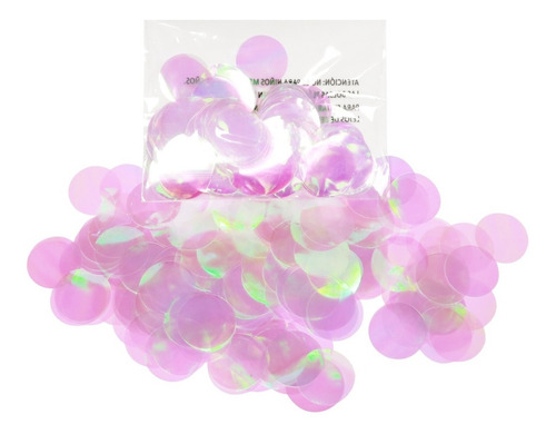 Confetti Circular Circulos Iridiscentes Rosa Transparente 