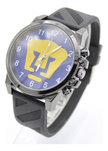 Reloj Club Unam Futbol Soccer Deportivo Caucho Negro Negro Azul