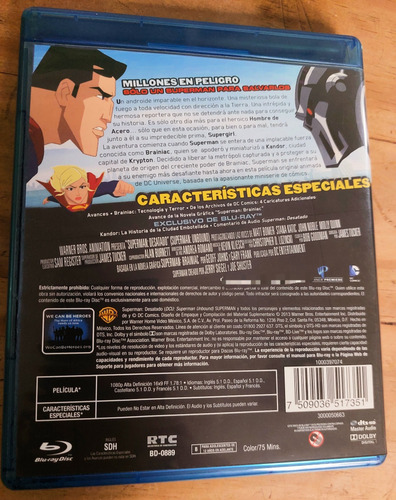 Superman Desatado / Superman Unbound Dc Cómics Blu-ray (Usado)