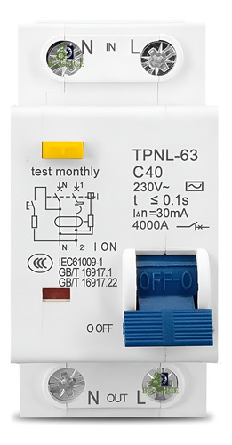 Disjuntor Diferencial Residual Dr Ddr Bipolar 36mm Choque