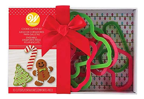 Wilton Plastic Cookie Cutters Regalo Caja 10/pkg, Navidad