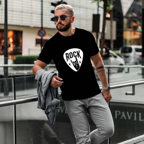Imagen 5 de 6 de Remera Negra Púa Rock Música Algodón Peinado Calidad Premium