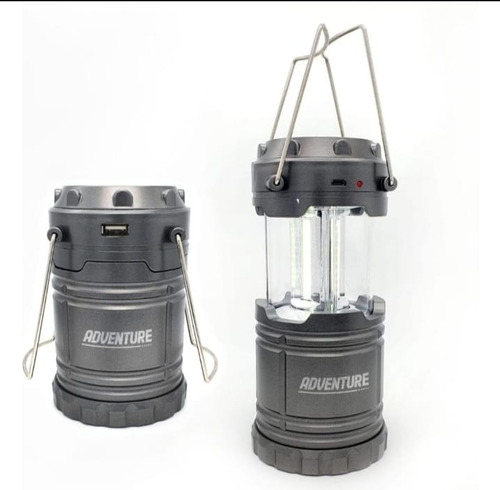 Farol Adventure Led Recargable Usb - Solar - Pilas 300 Lm Gris Oscuro