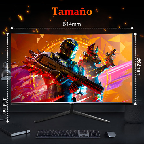 Monitor Gamer Curvo Fyhxele 27" 2K Qhd lcd 165Hz 1ms Hdmi/dp FreeSync Negro 127V