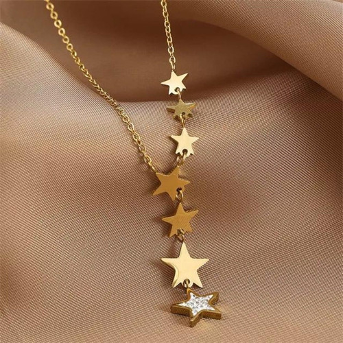 Imagen 4 de 9 de Collar Mujer Estrellas Cristales Acero Inoxidable Elegante
