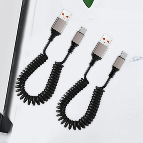 2 Uds Usb C Cable De Carga Rápida Cable Cargador En Espiral
