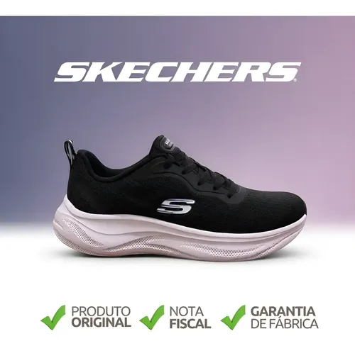 Tênis Feminino Skechers Cloud Gentle Glow Original Oferta Preto/branco/roxo 37 Br