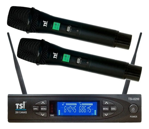 Microfone Sem Fio Tsi 8299 Uhf Duplo