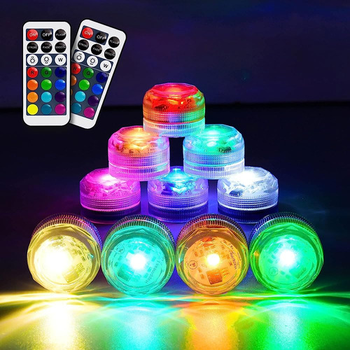 Hl Luces Led Sumergibles, 10pack Mini Impermeable Rgb Multi-