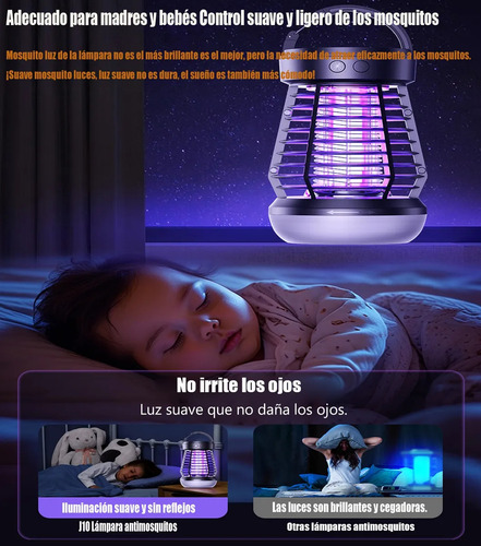 3 en 1 UV Inverter AI Mosquito Killer Matamosquitos de exterior con luz LED de camping matamosquitos de interior con función USB recargable para pasillos de viaje balcones patios traseros etc