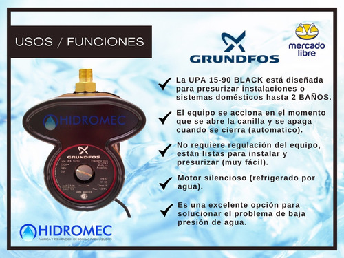 Imagen 5 de 10 de Bomba Upa 15-90 Black Presurizadora Exterior Grundfos Nueva!