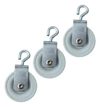 Comprar 3 Carretilhas Roldana Nylon 45mm Com Gancho Gira Reforçado