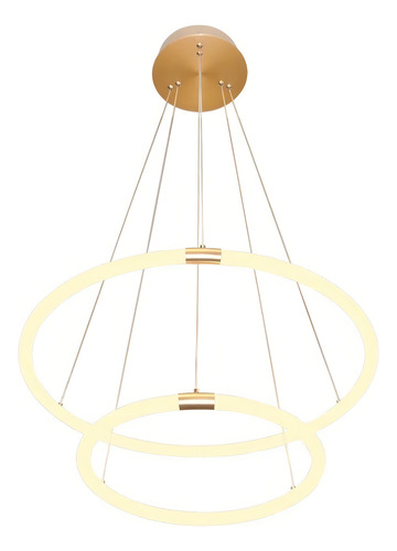 Pendente Circolo Dourado E Branco - Bb022 -bella 127/220V