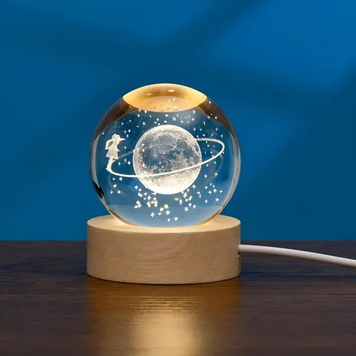 Lámpara De Noche Led 3d De Bola Esfera De Cristal | Cuotas sin interés