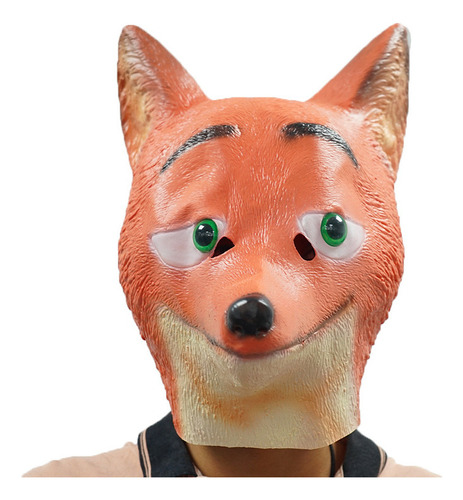Máscara de fiesta genérica que cubre la cabeza de un animal, máscara de látex de zorro para adultos