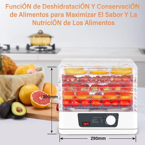 Deshidratador De Frutas Y Verduras Con 5 Bandejas Ajustables