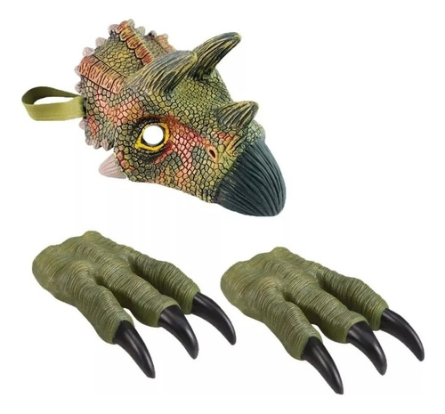 Set Disfraz Máscara Y Garras De Dinosaurio T-rex Para Niños