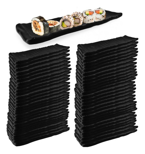 Kit Com 50 Pratos Quadrados Côncavo 15 Cm Para Sushi Em Mela