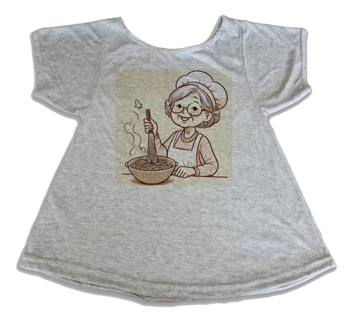 Musculosa Dama Abuela Cocinando Pastas Dibujo Retro