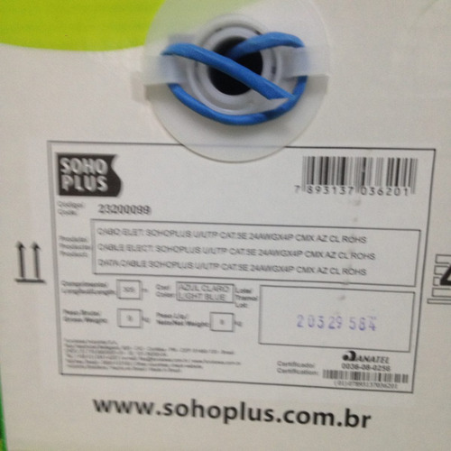 Caixa Cabo De Rede Cat 5e Soho Plus(sohoplus.100%cobre)305mt