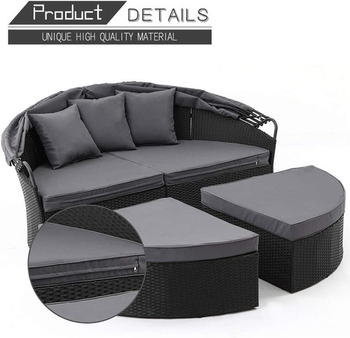 Sofa Redondo Para Exteriores Con Toldo Color Carbon Oakmont