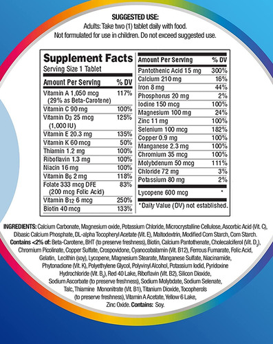 Suplemento en tabletas Centrum Men con sabor multivitamínico y multimineral sin sabor, en un tarro de plástico de 200 ml