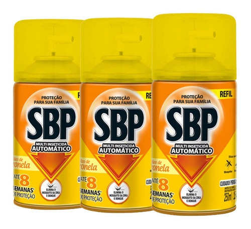 Kit C/ 3 Repelente Sbp Automático Refil 250ml Citronela