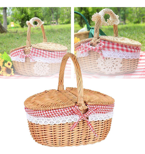 Xd . Cesta De Picnic De Mimbre Rústico Cesta Tejida De