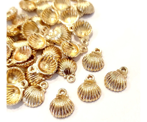 30 Mini Dijes Marinos Almeja Ostra Caracol Dorado Bijou