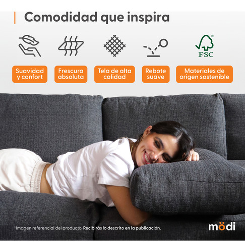 Sala Seccional Modular Esquinera De 6 Plazas + Pillow Pack Gris Oscuro Liso