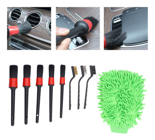 Juego De 9 Brochas Para Detalles De Coches Para Limpiar Rued