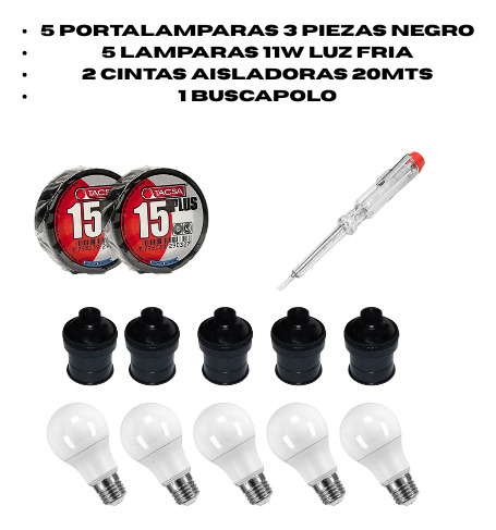 Kit Instalacion Domiciliaria Llaves Luz Sica 10 A 220v Blanco