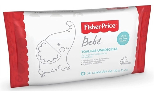 Toalhas Umedecidas Fisher Price C/ Perfume Pacote 50 Unidades