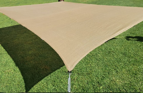 Imagen 6 de 10 de Malla Sombra 90% Raschel Beige De 3mx3m Lista Para Colocar