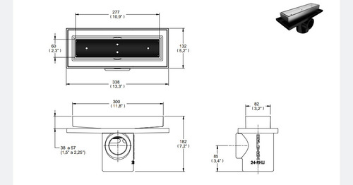 24-rhli Helvex Coladera Para Inserto Rectangular 30cm 1 Boca